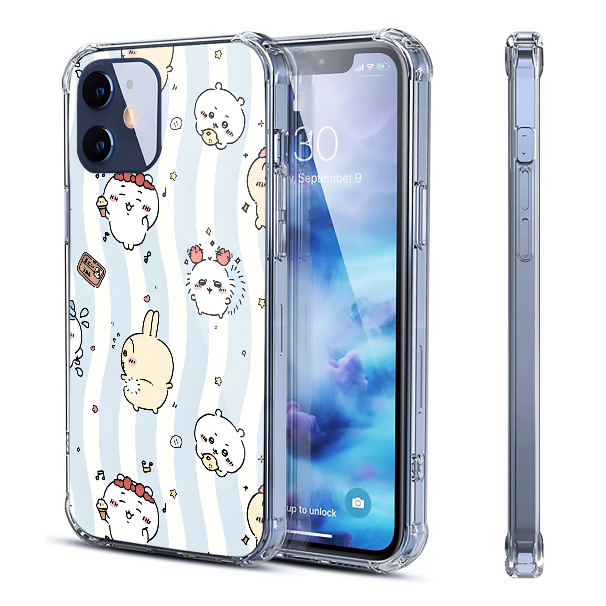（画像用） ちいかわ Chii-kawa 【iPhone 12シリーズ対応】透明スマホケース（クリアソフトケース）